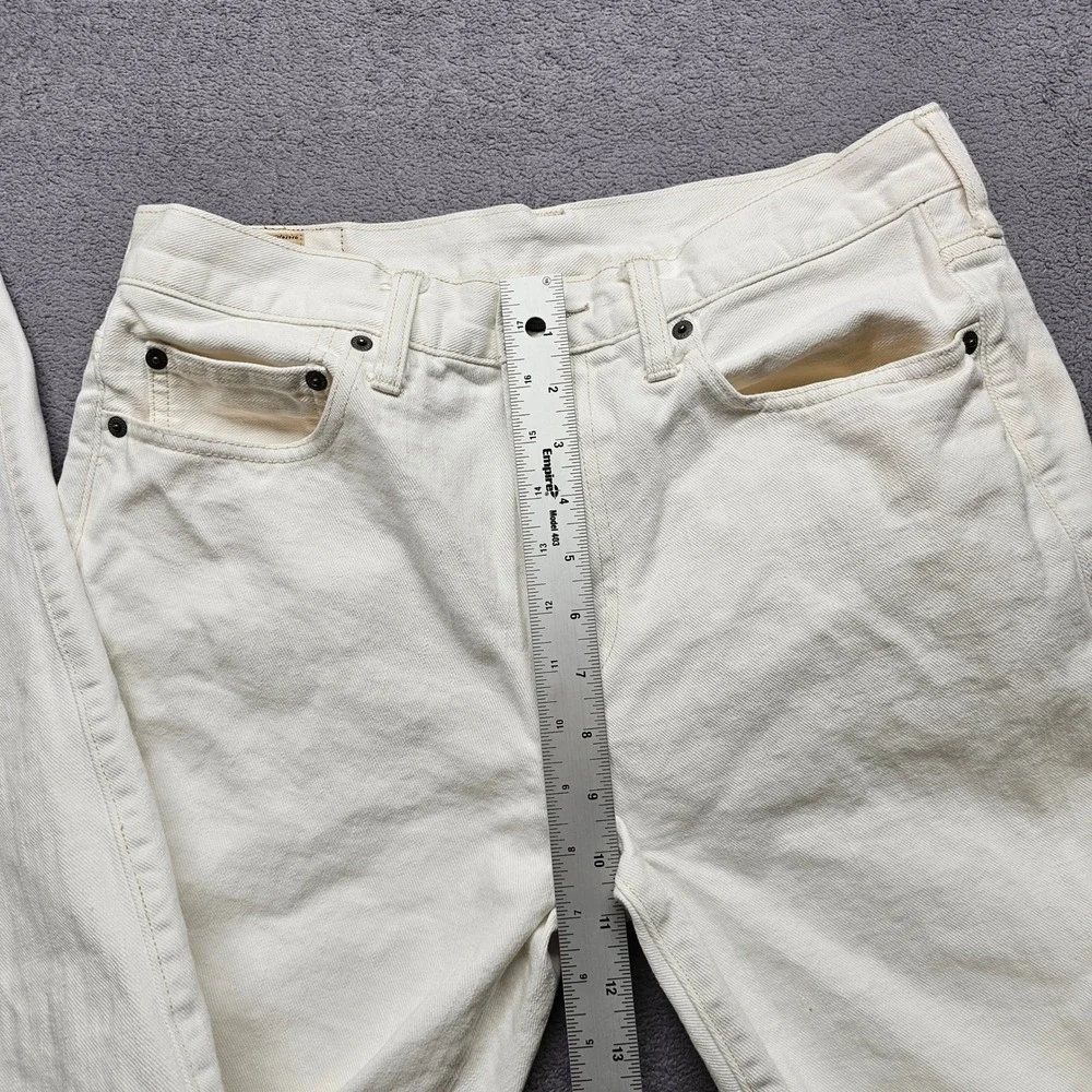 J.Crew 770 Straight Fit Jeans Mens 32x32 Cream Off White Slim Every Stitch Denim